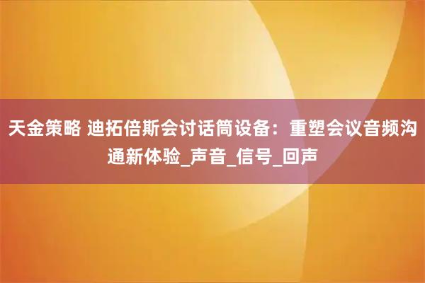 天金策略 迪拓倍斯会讨话筒设备：重塑会议音频沟通新体验_声音_信号_回声